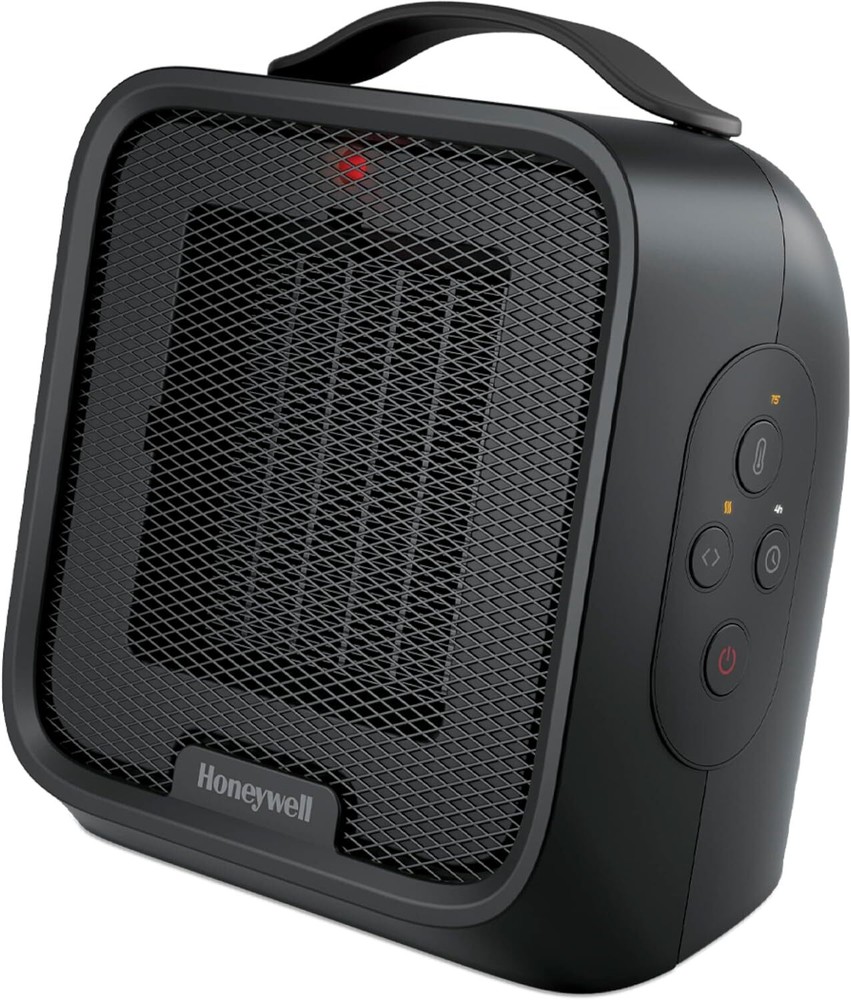 Honeywell UberHeat Plus Ceramic Space Heater for Small Rooms, Quiet, Black