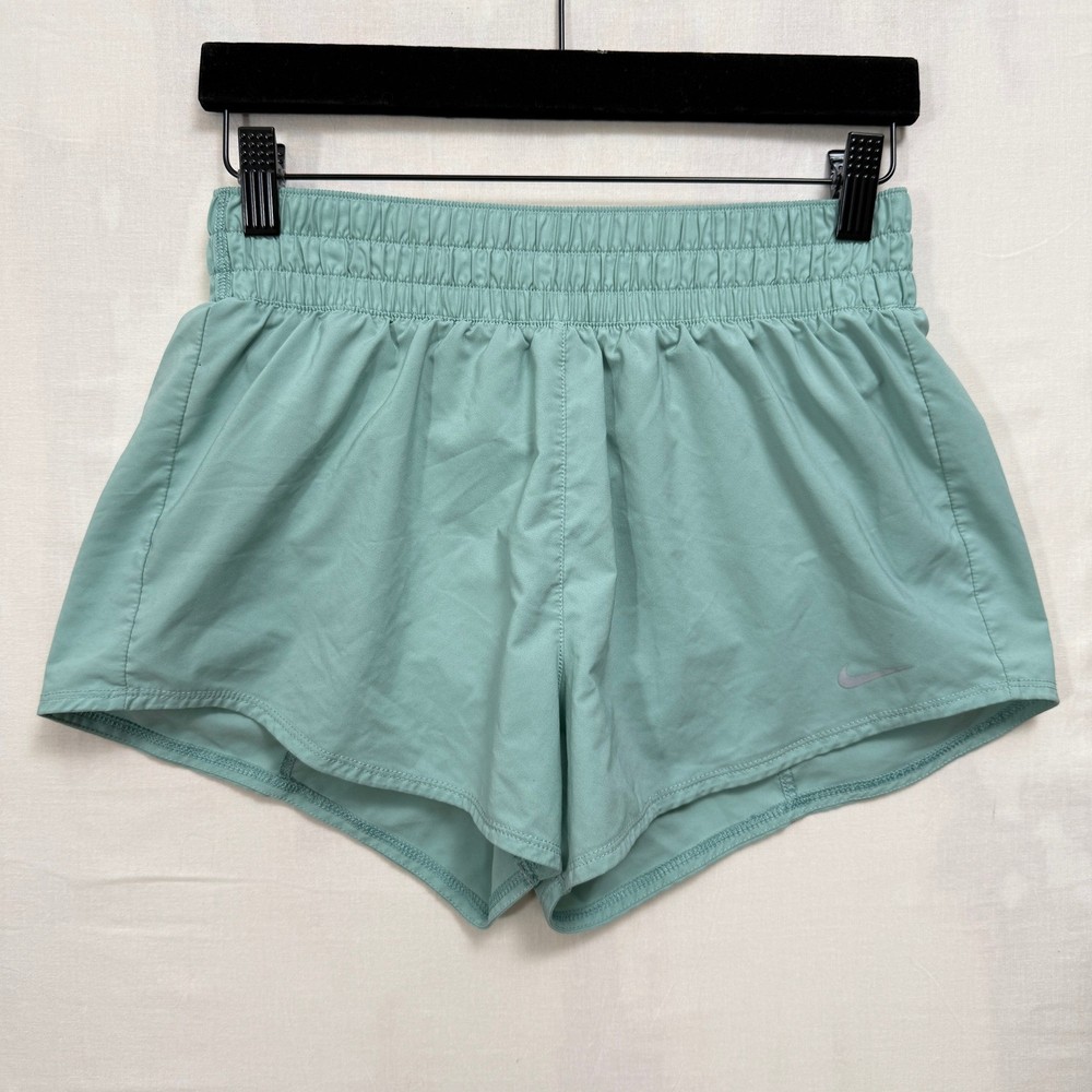 Nike Shorts Womens Small Teal Dri-FIT Running Athletic Elastic Waist Back Pocket