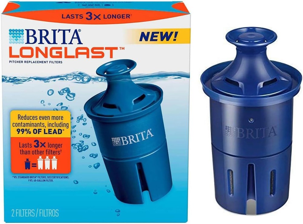 Brita Replacement Filters 2-Pack - 99% Lead Removal for Pitchers&Dispensers