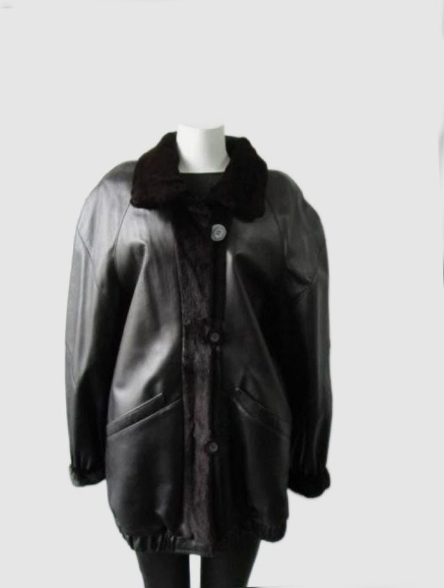Women's Sz 10 NEW Reversible Black Leather / Sheared Mink Fur Coat Jacket Woman