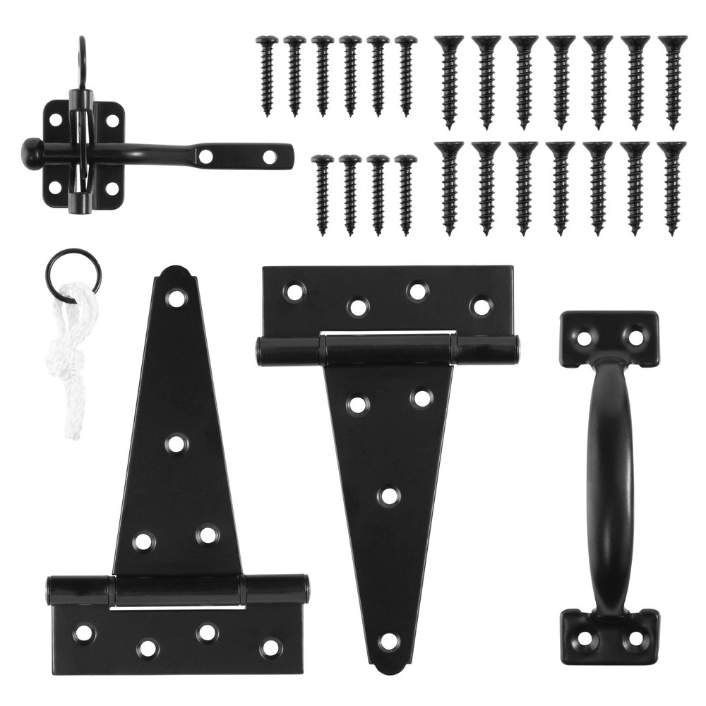 Heavy Duty Gate Hardware Kit,with Self Locking Gate Latch,2 PCS 6inch T-Hinge...