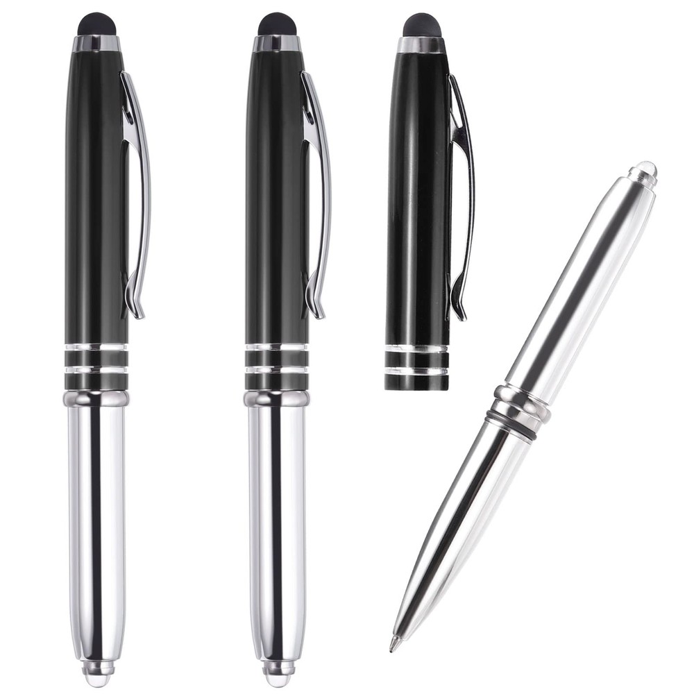 PATIKIL Ballpoint Pen with Stylus Tip and LED Flashlight, 3 Pack 3 in 1 Metal...