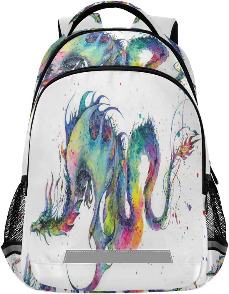 Watercolor Dragon Backpack Schoolbag for Boys Girls Elementary School Bookbag Tr