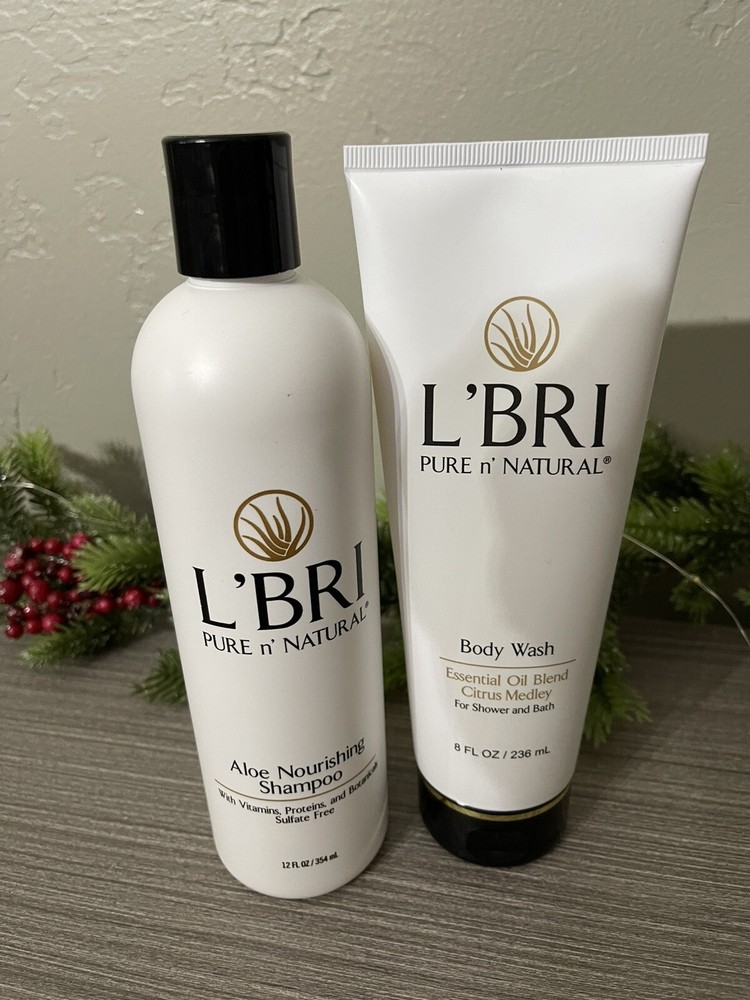 L'BRI Body Wash Pure & Natural Citrus Medley And Aloe Nourishing Shampoo Set