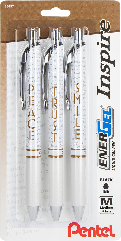 Pentel EnerGel Black Ink Pens, Medium 0.7mm, Pack of 3