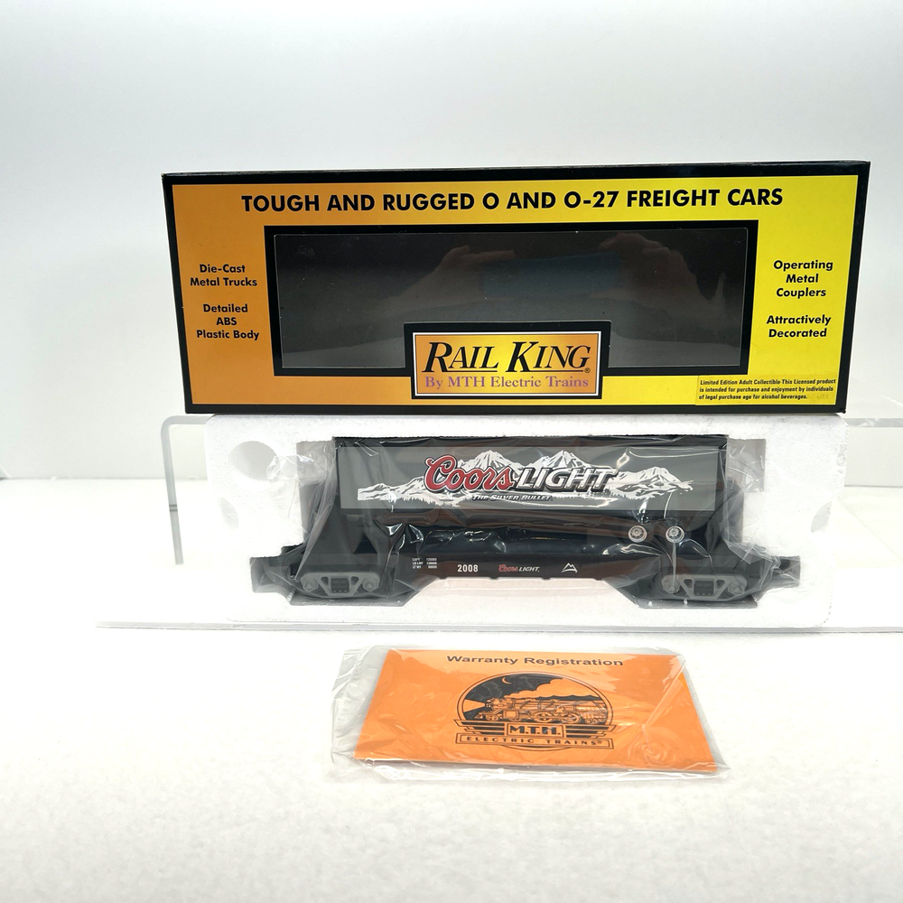 MTH RailKing O-27 Gauge Coors Light Beer Flatcar with Trailer #2008 New