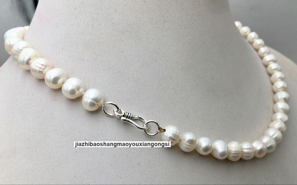 Natural 9-10mm White Akoya Freshwater Cultured Pearl Necklace 18