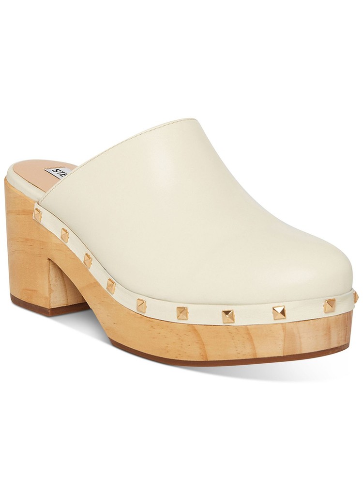 Steve Madden Womens Bone Beige Wood Platform Brooklyn Clogs Size 9.5 M
