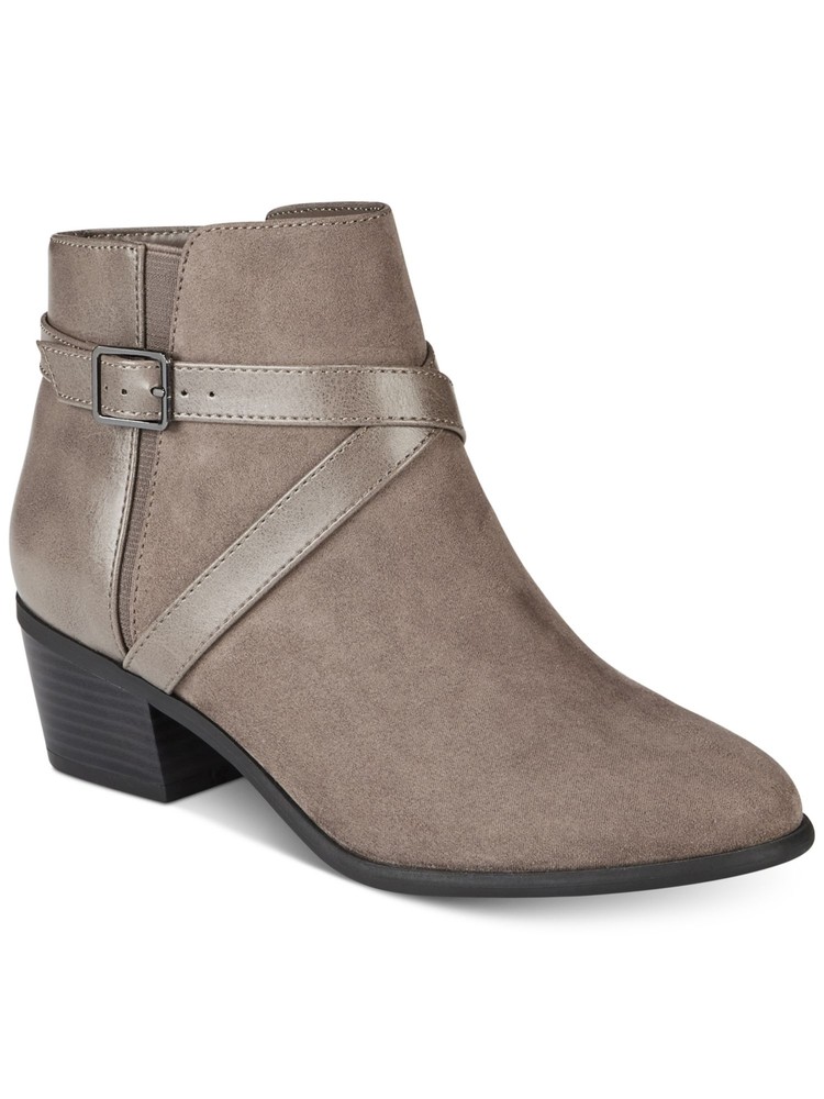 KAREN SCOTT Womens Gray Falonn Round Toe Block Heel Zip-Up Booties 6 M