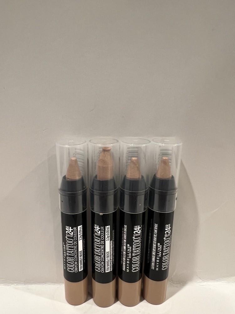 (Lot of 4) Maybelline Color Tattoo Crayon Stick Eyeshadow 700 Barely Beige NEW