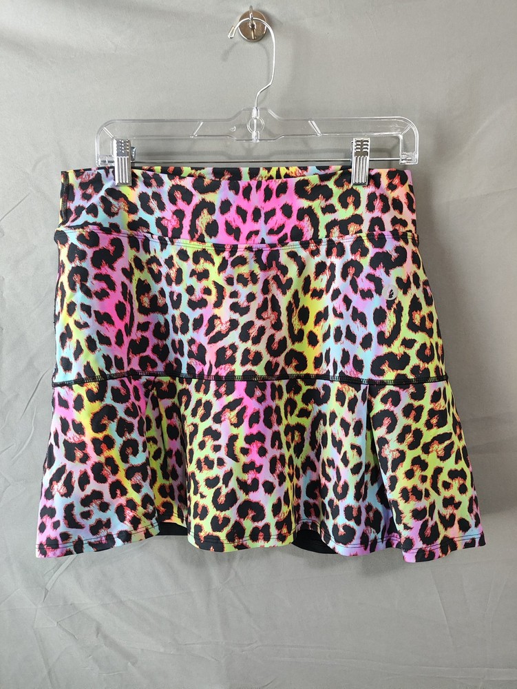 Dona Jo Womens Size 3 Neon Leopard Print Athletic Skirt for Tennis Yoga
