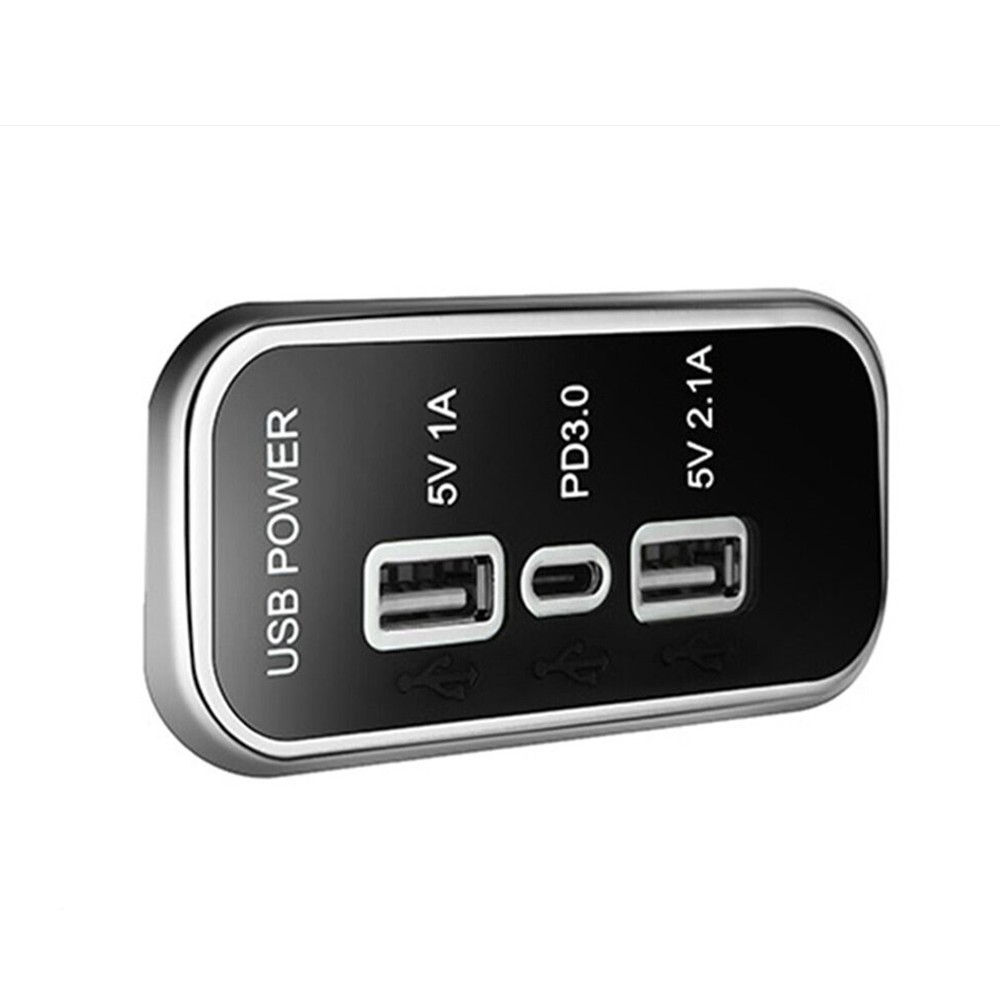 Car Charger Dual USB PD Type-C Adapter Power Socket Fast Charging Panel Mount