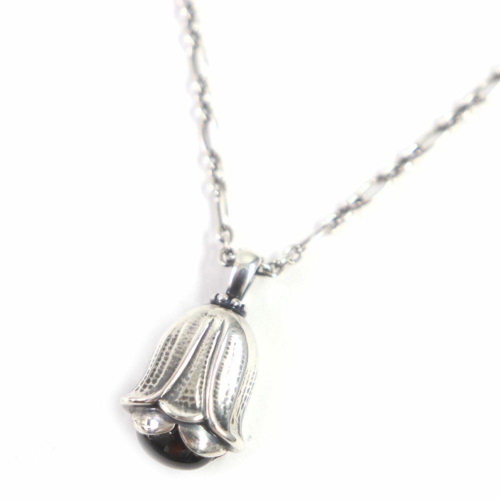 Georg Jensen 2007 Garnet Chain Necklace SV925 Silver Red 45cm Used