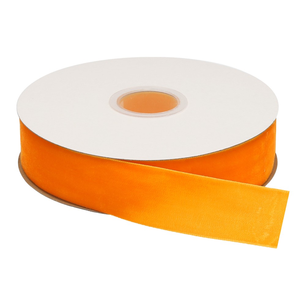Velvet Ribbon 1 Inch x 25 Yard Single Face Spool Silky Orange