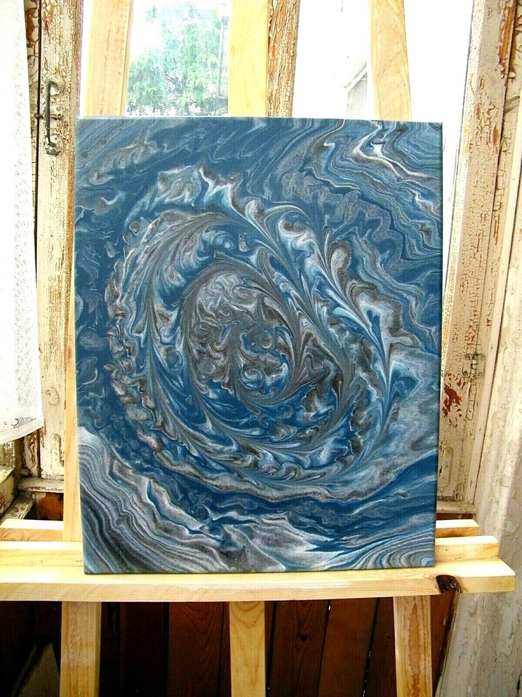 Large Abstract Canvas Art Vortex Modern Swirl Design 20x16 Acrylic Original
