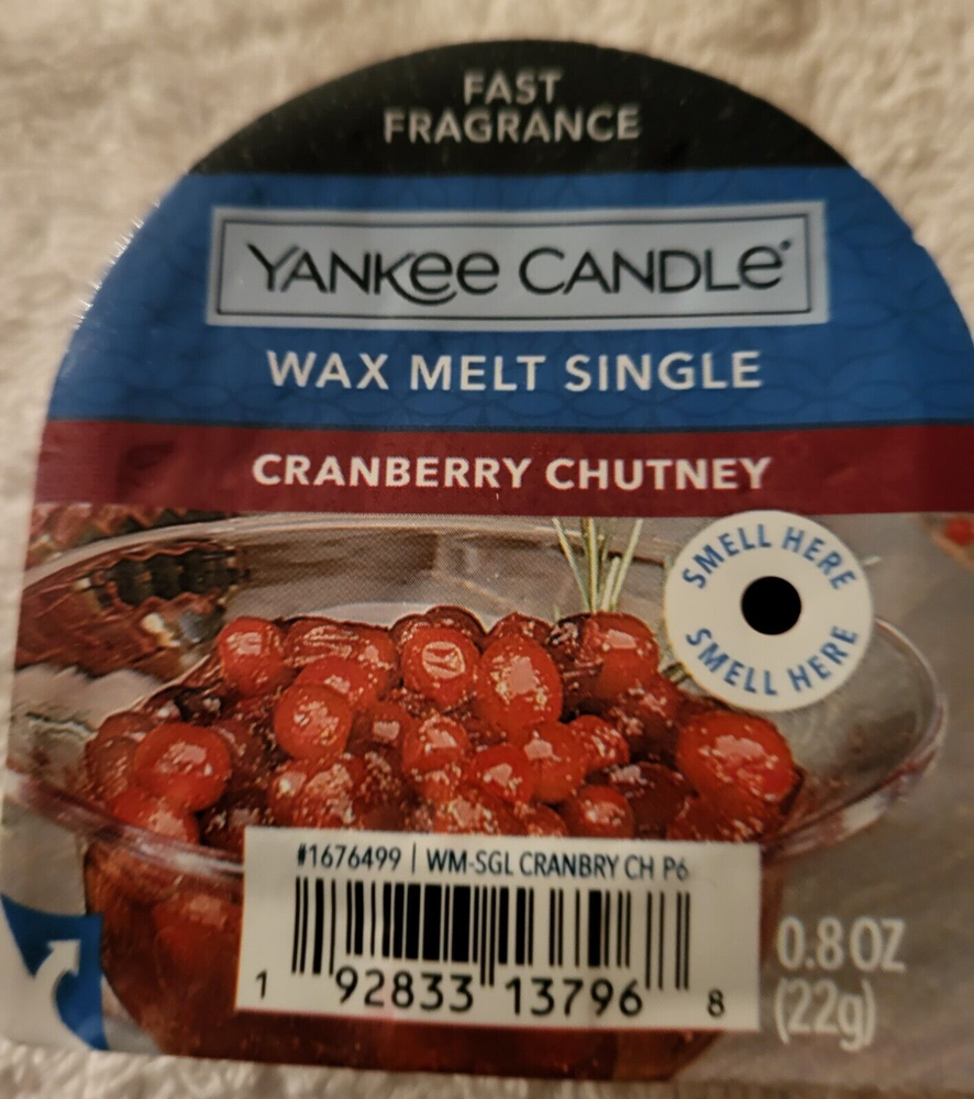 6 Pack Yankee Candle Cranberry Chutney Scented Wax Tart Melts for Warmers
