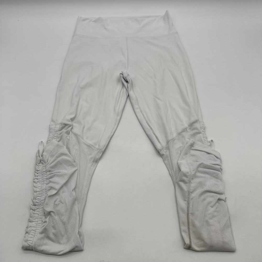Fabletics Women Medium White Solid Logo Leggings #27532