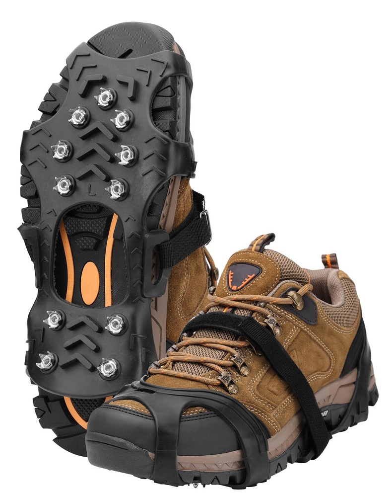 Crampons Ice Cleats for Shoes and Boots, Silicone Stainless Steel Grippers wi...