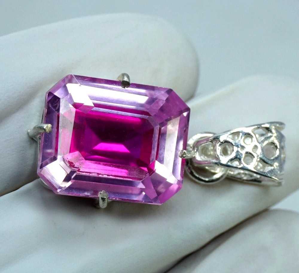 Natural Pitambari Sapphire 30.6 Ct Certified Loose Gem with 925 Silver Pendant