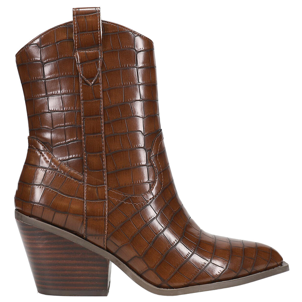 Corkys Rowdy Croc Embossed Snip Toe Cowboy Booties Women’s Size 10 M Casual Style