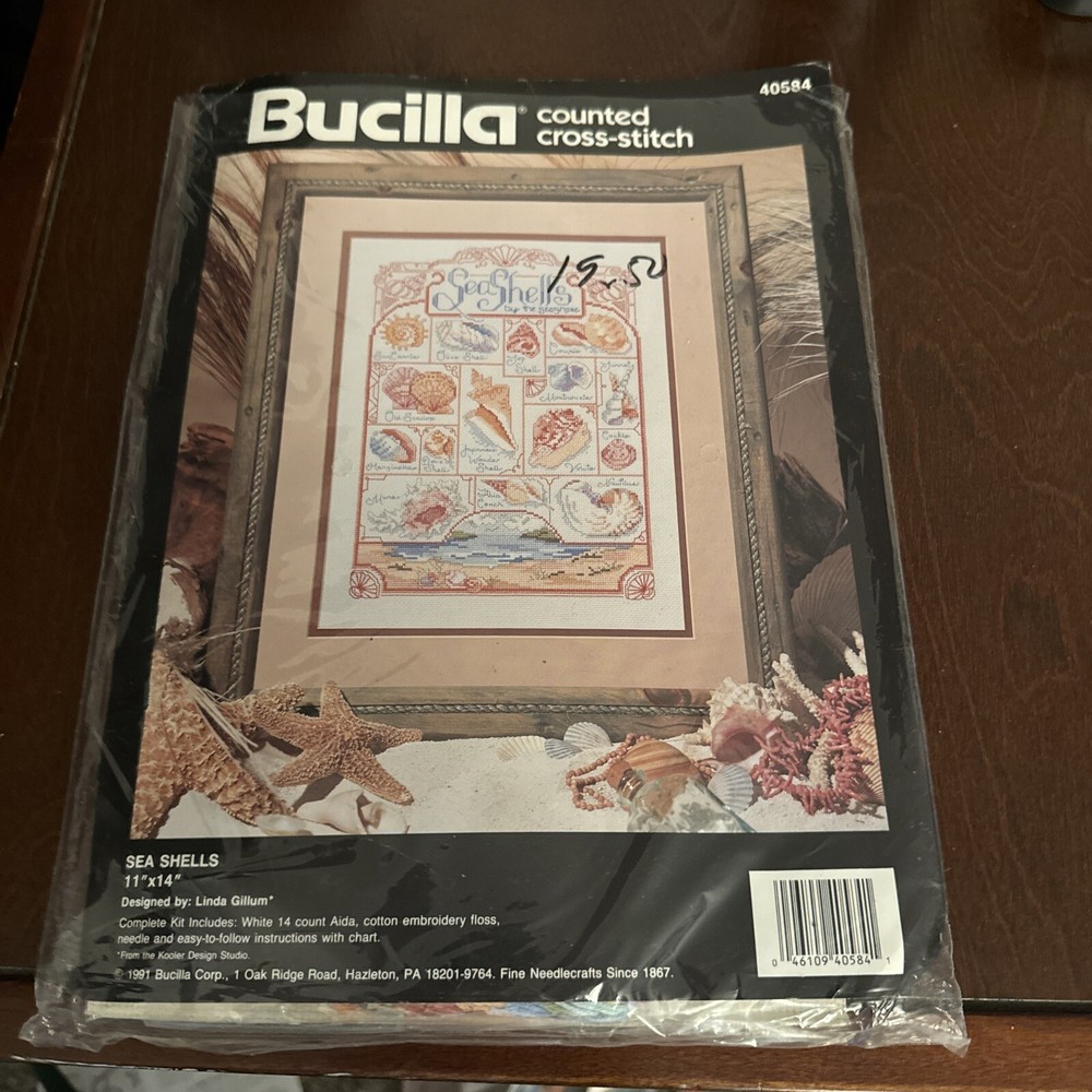 Bucilla Counted Cross Stitch Kit #40584 Sea Shells 11”x14”