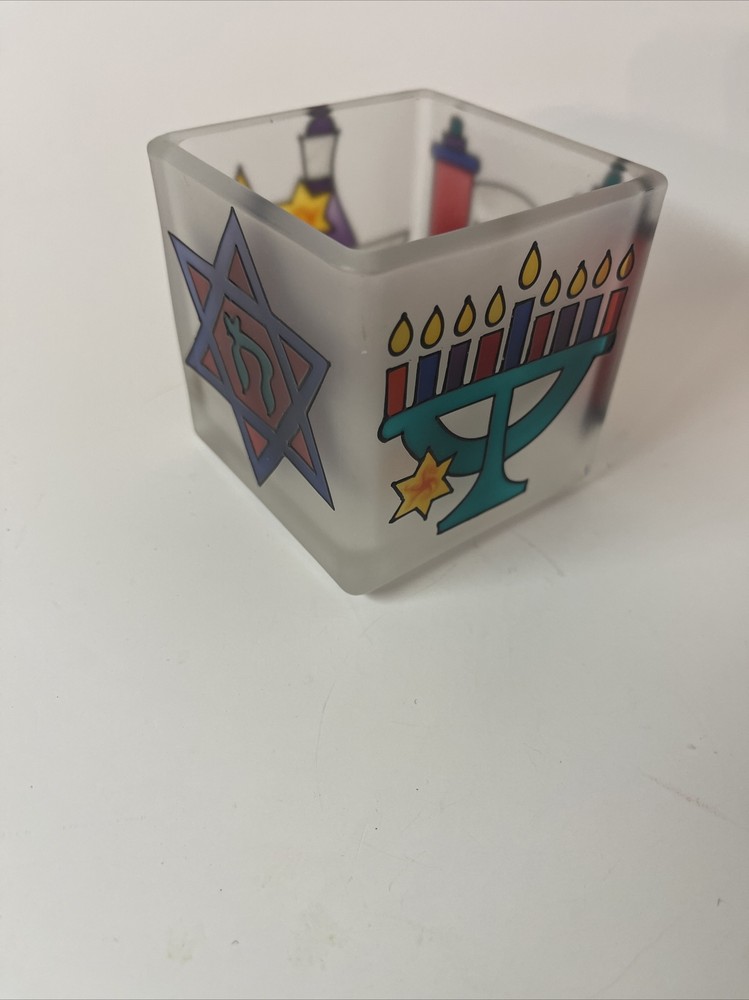 Hand Painted 1997 Joan Baker Hanukkah Votive Holder VTG Collectible