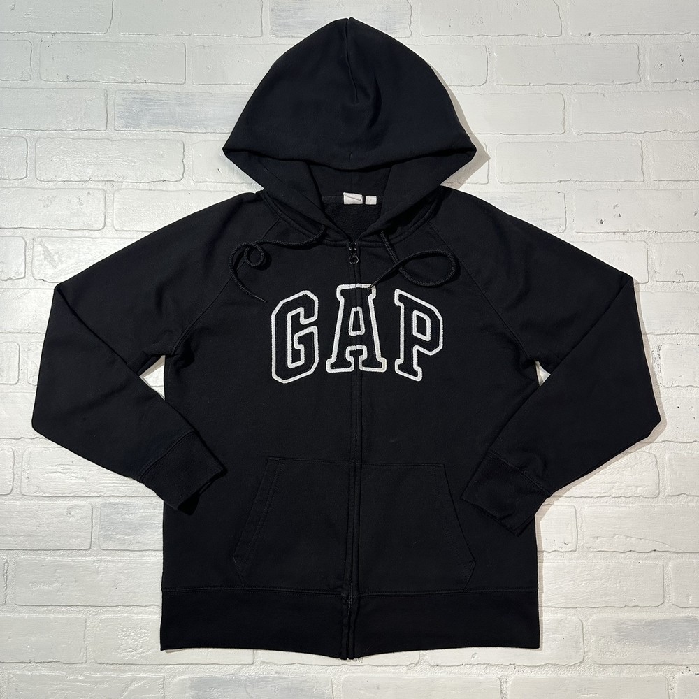 Gap Youth Medium Black Logo Full Zip Hooded Sweatshirt