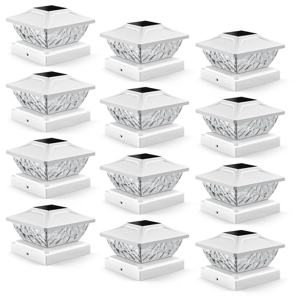 ENSLI 12-Pack Solar Post Cap Lights - 2 Modes, Bright Waterproof Outdoor Lighting for Deck & Fence