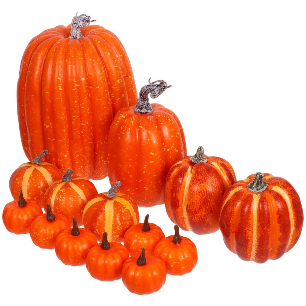 14 Pcs Autumn Party Supplies Seasonal Artificial Pumpkins Fall Statues