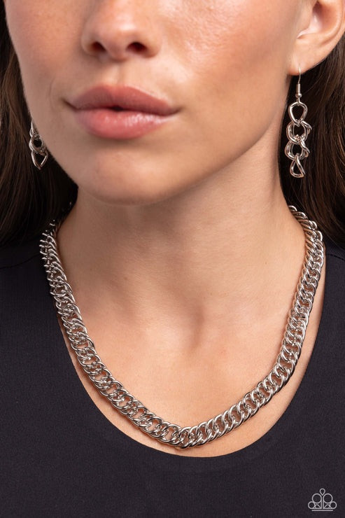 New Paparazzi Jewelry-Industrial Ideology Necklace-Silver