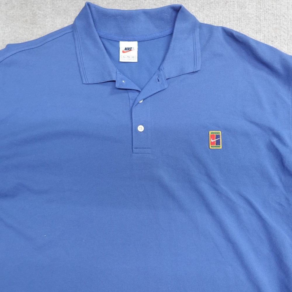 Vintage Nike Polo Shirt 2XL Blue Solid Full Court NEW Oldsotck
