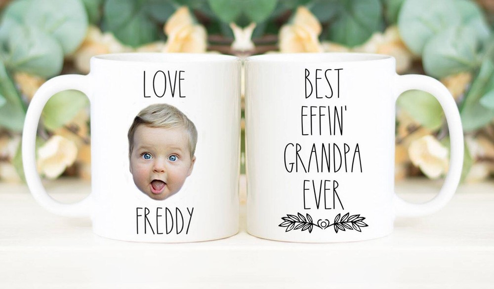 Best Effin' Grandpa Ever Mug Father's Day Gift Personalized With Photo Of Kids