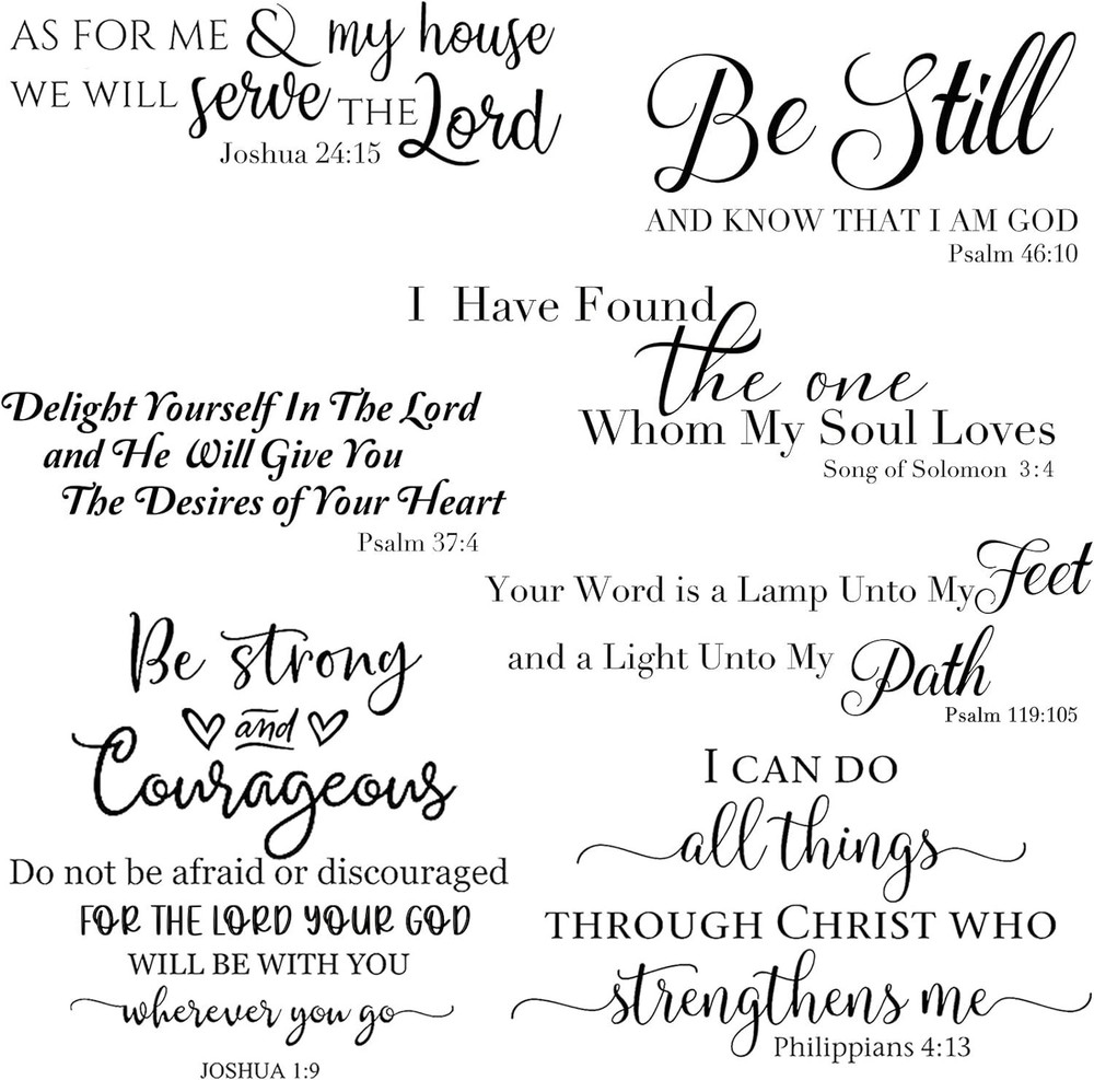BBTO Bible Verse Wall Stickers Inspirational Quote Decals Black, White
