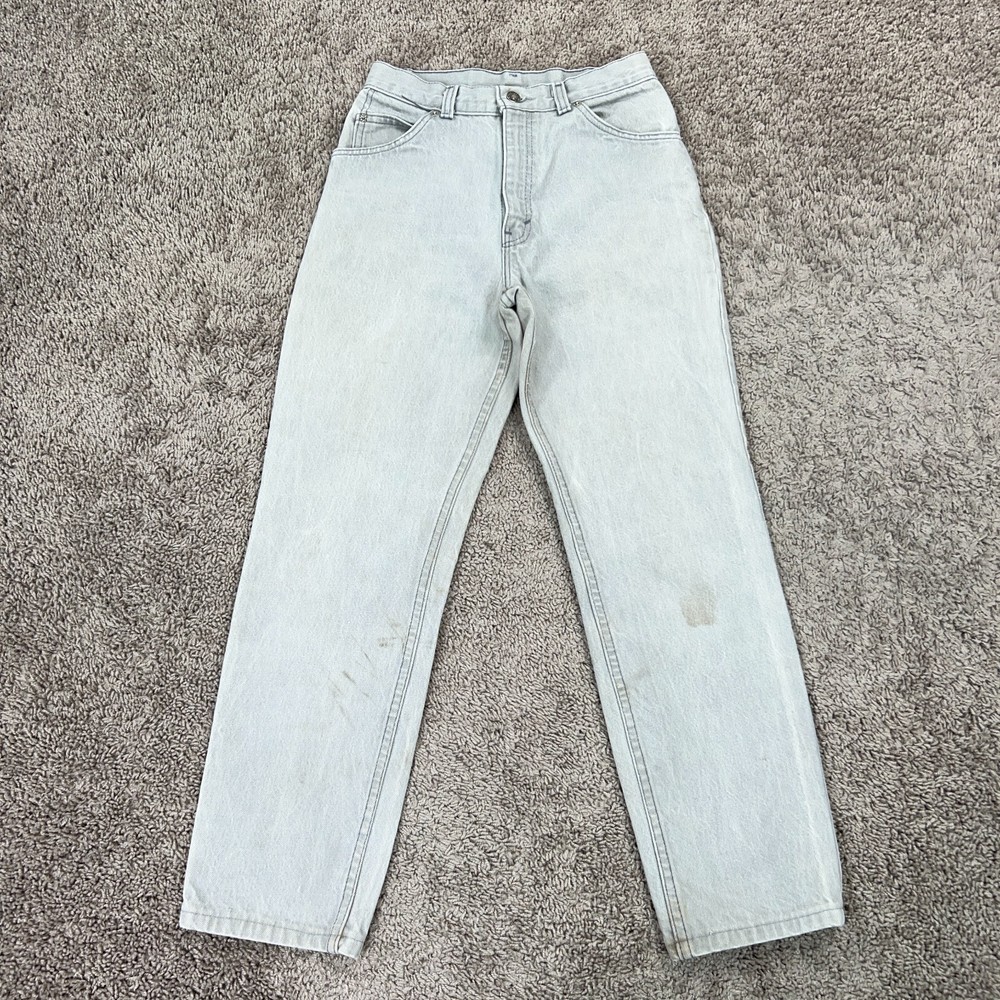 Vintage Levis Jeans Womens 9 Gray White Tab Country Western Distressed Workwear
