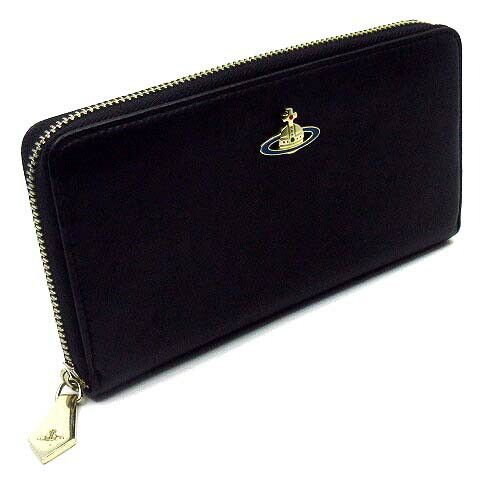 Vivienne Westwood Black Nappa Lamb Leather Long Wallet Round Zip Used