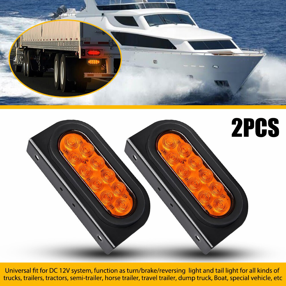 2X 12 LED Trailer Truck Stop/Turn/Tail Lights Brake w/ 6
