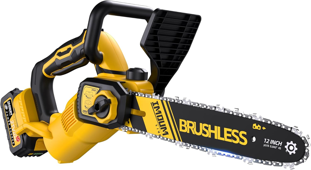 12 Inch Lightweight Brushless Cordless Chainsaw with Battery & Charger 5.9Lb