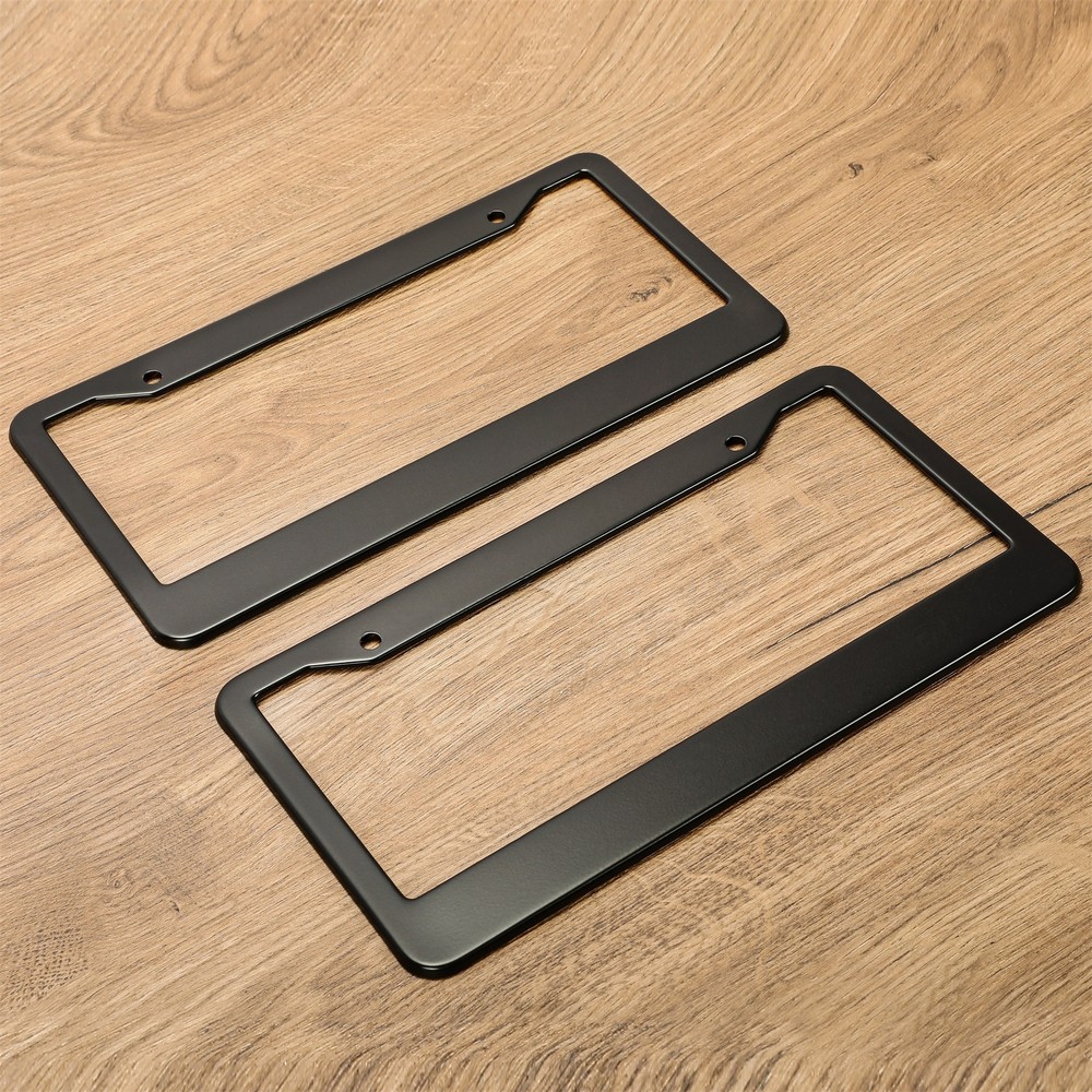 Stainless Steel Universal Black License Plate Frame Tag Cover Screw Caps 2PCS