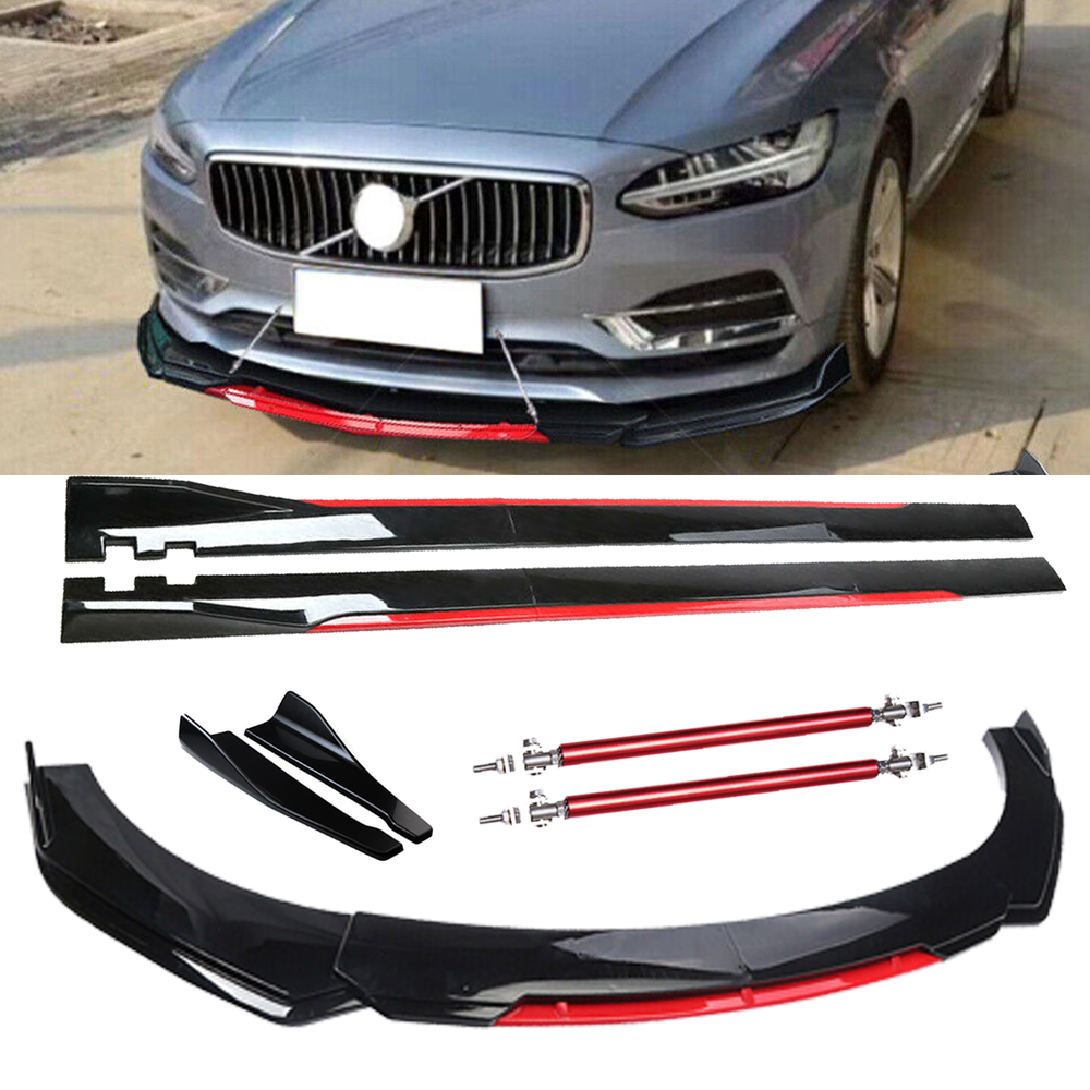 Volvo S40 S60 S80 06-18 Glossy Black Red Front Bumper Lip Spoiler Splitter