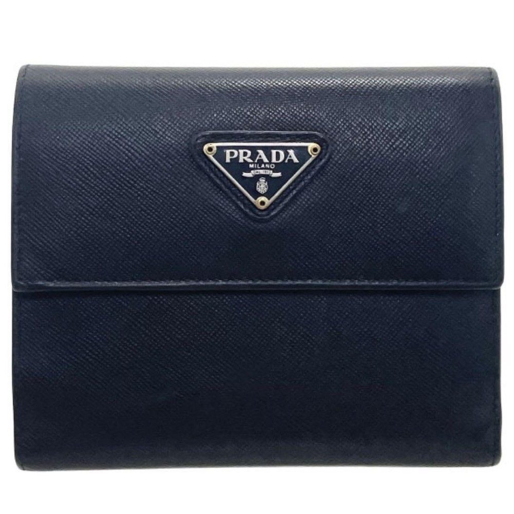Prada W Hook Saffiano Leather Wallet in Black AHN15690