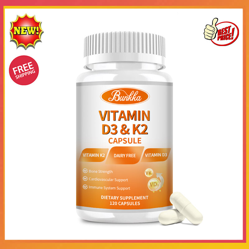 Vitamins D3 + K2 Capsules for Kids & Adult Bones,Heart Health,Immune Broost