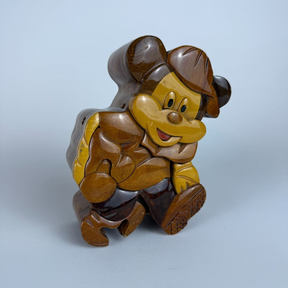 Disney Mickey Mouse Baseball Catcher Wooden Puzzle Keepsake Box