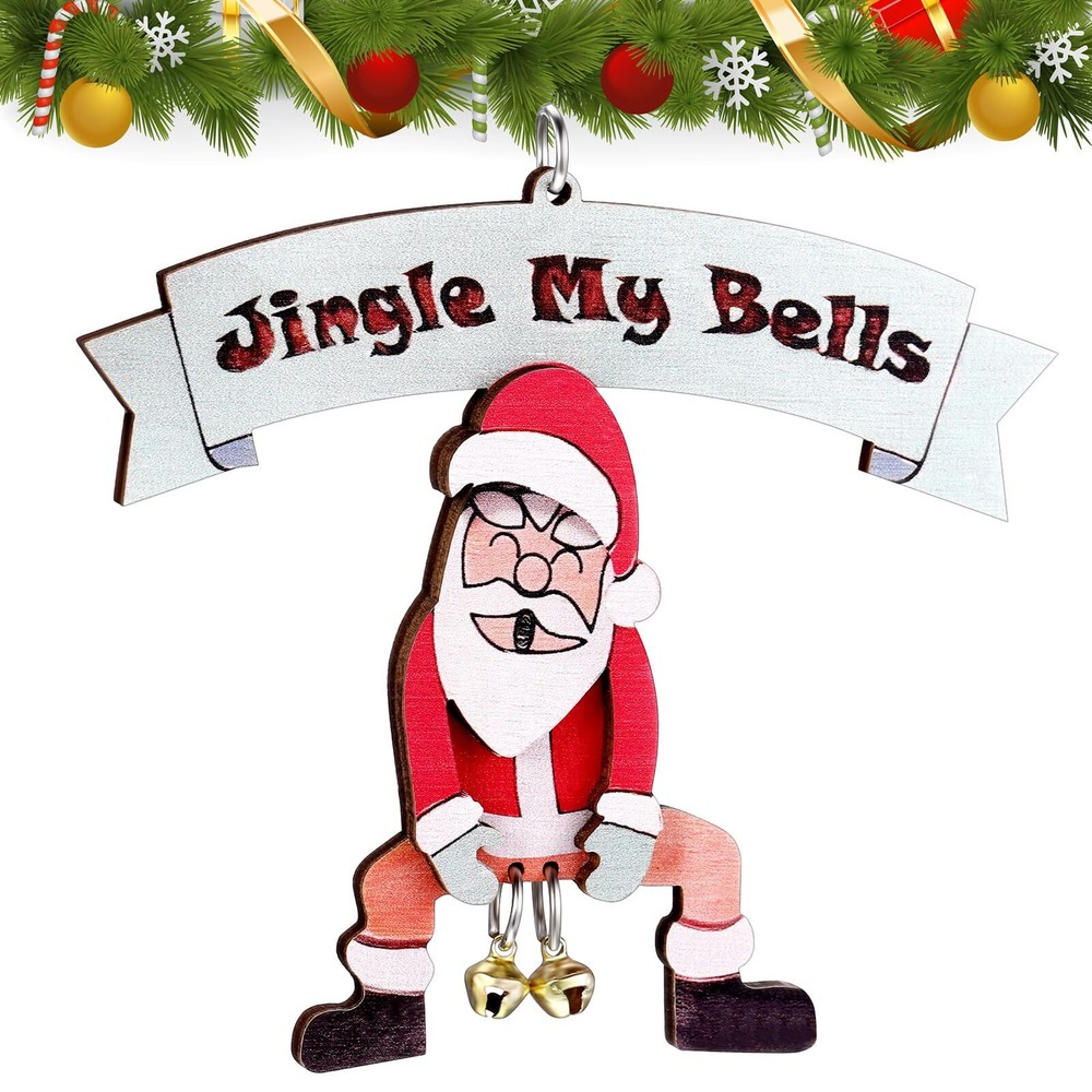 1 Pcs Christmas Tree Ornaments Funny Santa Claus Hanging Decoration Wood Xmas...