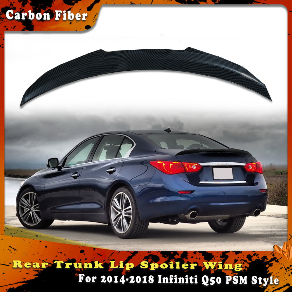 Rear Trunk Spoiler Lip Wing Carbon Look For 2014-2018 Infiniti Q50 PSM-Style