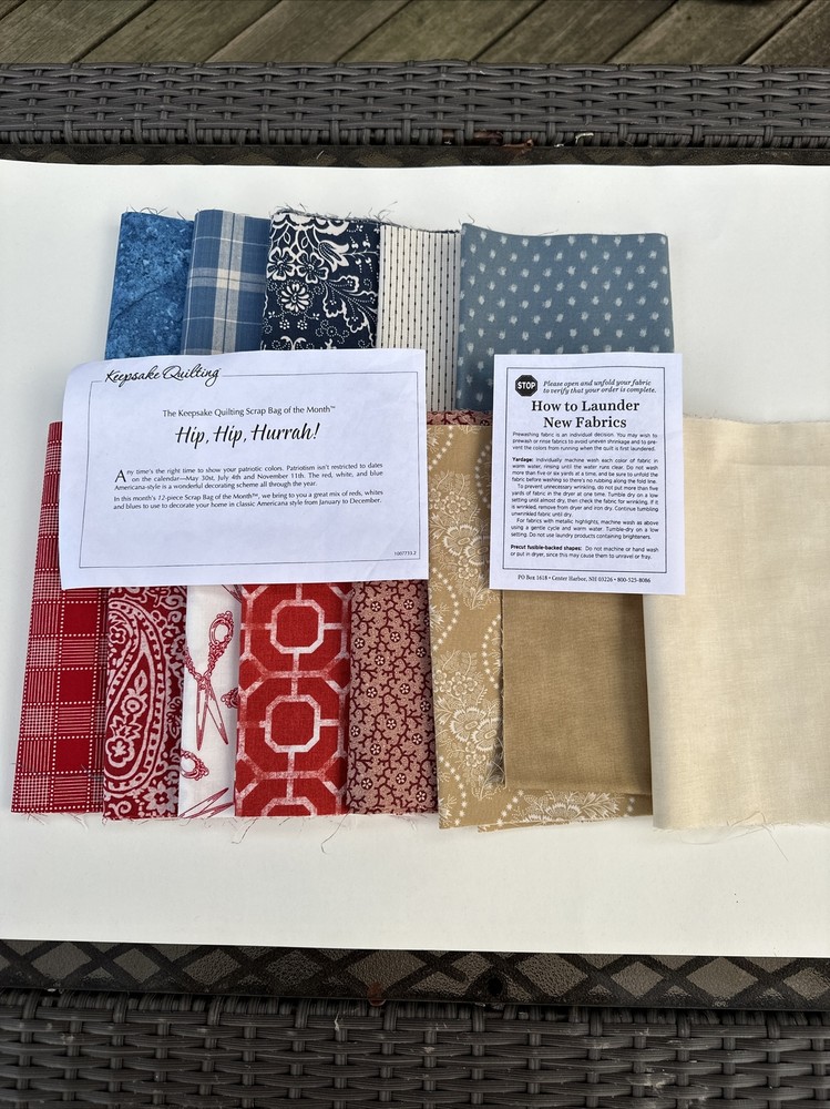 Vintage Hip Hip Hurrah Scrap Of The Month Keepsake Quilting Fabric 3 Yards 9 1/4 x 44/45