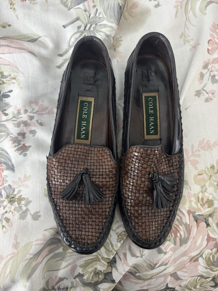 Cole Haan Women’s Woven Brown Leather Loafers - Size 6.5B