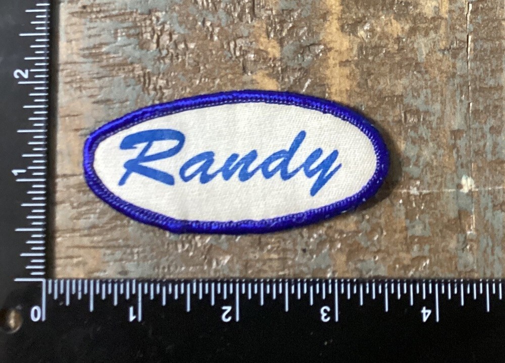 Camisa de Trabajo Vintage RANDY Etiqueta con Nombre Uniforme de Trabajo Estampado Parche para Planchar Azul