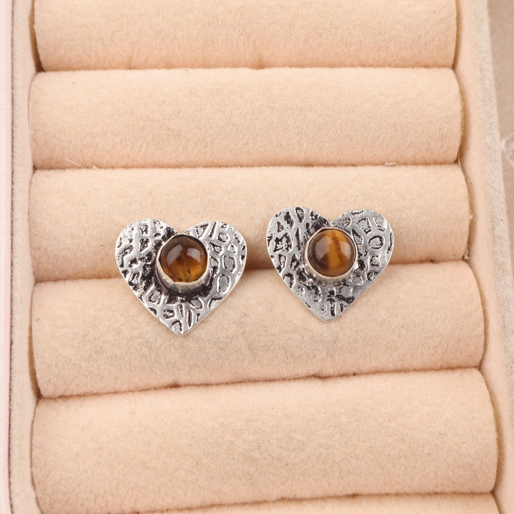 Elegant 925 Silver Yellow Tiger Eye Bezel Dangle Engagement Earrings