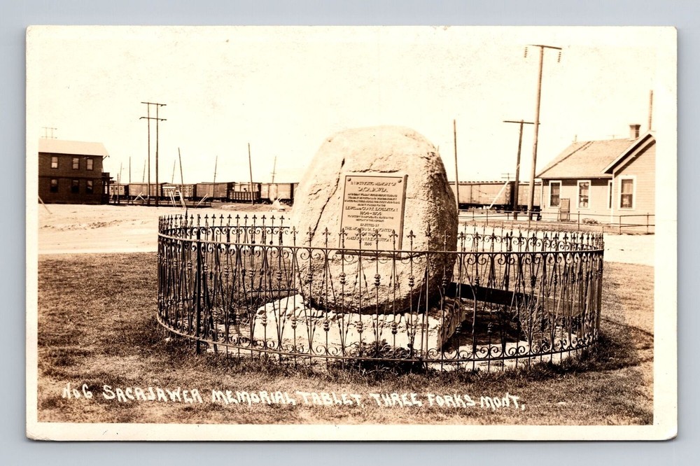 Three Forks MT-Montana, RPPC, Sacajawea Memorial Tablet, Vintage Postcard