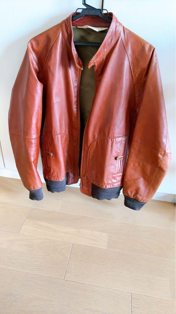 United Arrows Men’s Unisex Brown Sheep Leather Jacket Size Large Gently Used